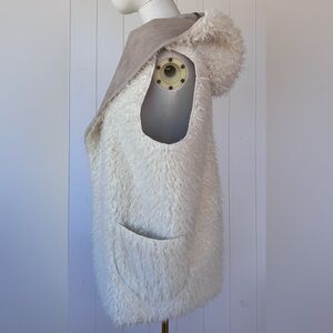 Evil‎ Twin Women’s Shearling Furry Hooded Vest Wool Blend Size Medium